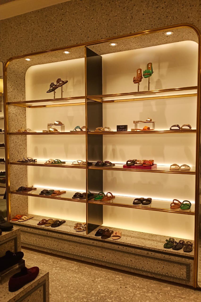 PVD Gold Retail Display Shelving